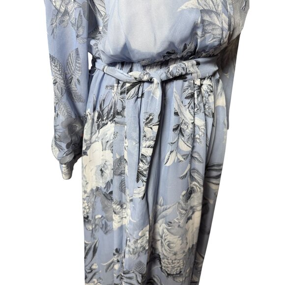 NEW Kate and Lily Womens Sz 6 Blue White Floral Print Maxi Dress Long Sleeve - Picture 14 of 15